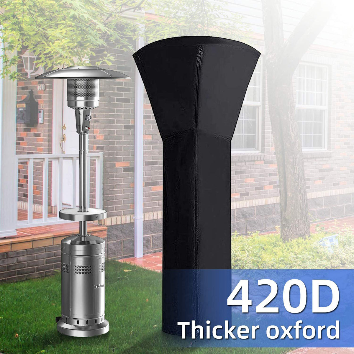 Patio Heater Cover, Waterproof with Zipper, Outdoor Propane Heater Cover for Any Season, Large Size: 89"H x