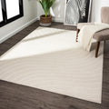 Modern Geometric Wave Cream Area Rug