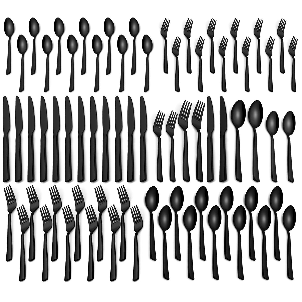 40 Pieces Black Silverware Set, Stainless Steel Flatware Set for 8