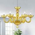 Six-Light Modern Dining Chandelier with Faceted Crystal Strands