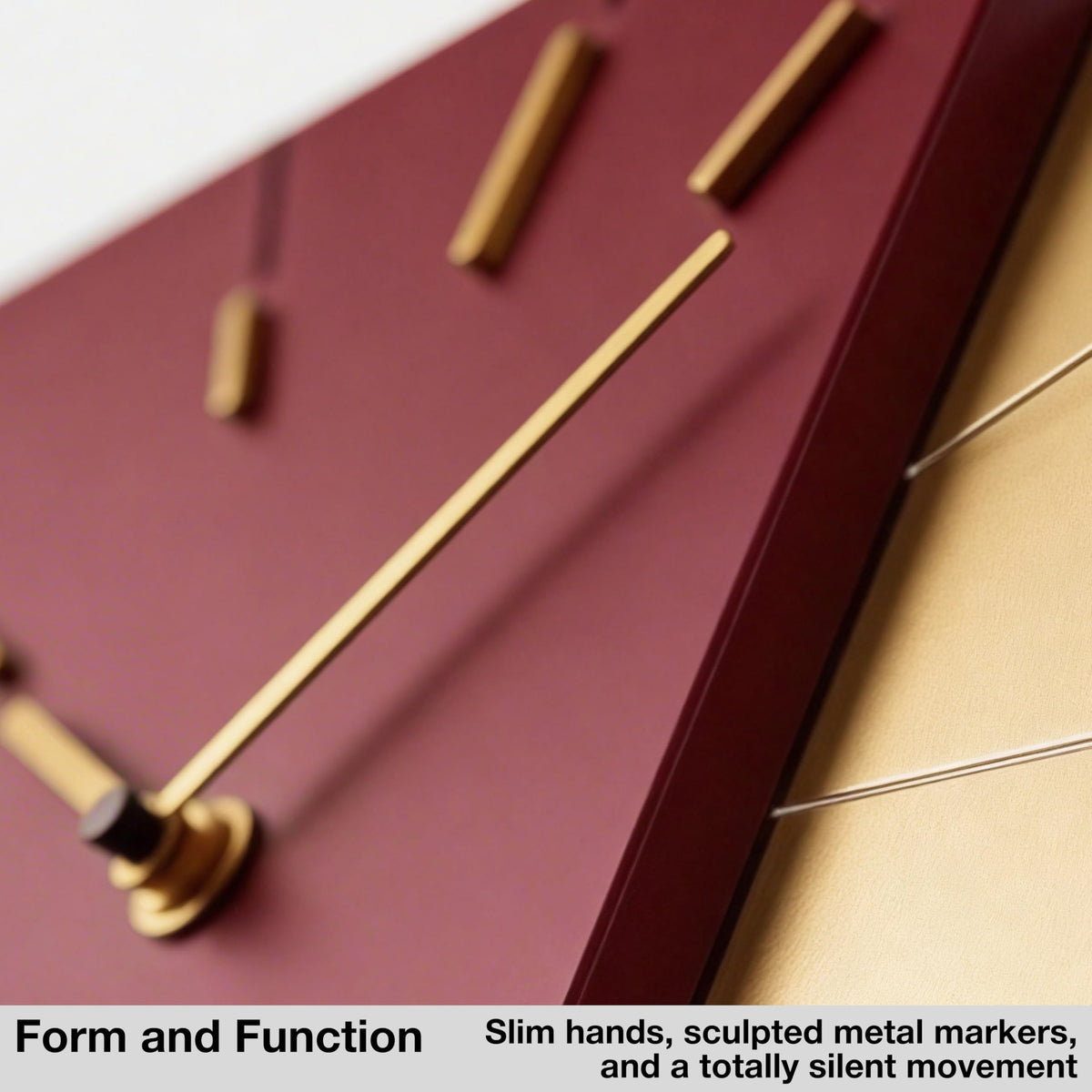 Inspired Nelson Style Red and Gold Mid Century Modern Wall Clock, Battery Operated