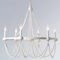 28 Inch White Beaded Chandelier Light Fixture Boho Farmhouse Style