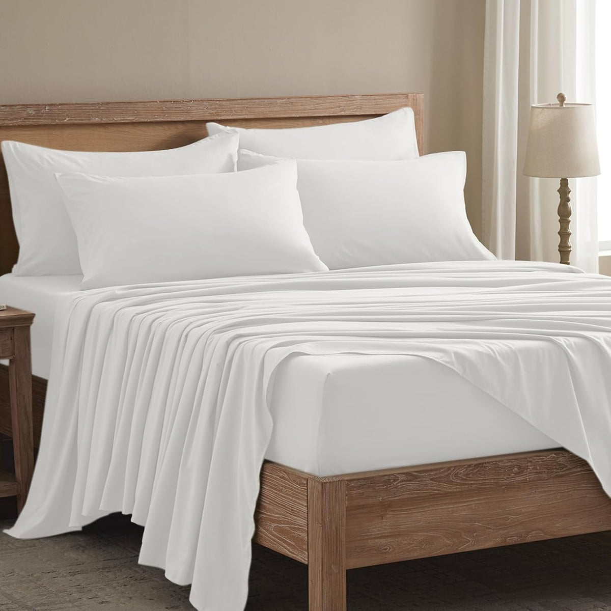 Sheets Set - 6 Piece Luxuriously Soft & Cooling Sheets - Ultra Soft 16" Deep Pocket Sheet Set - Fitted