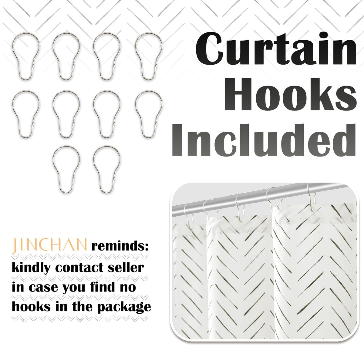 Small Stall Black and White Shower Curtain 36x72 Inches Inky Herringbone Chevron Zig Zag Waterproof Fabric Modern