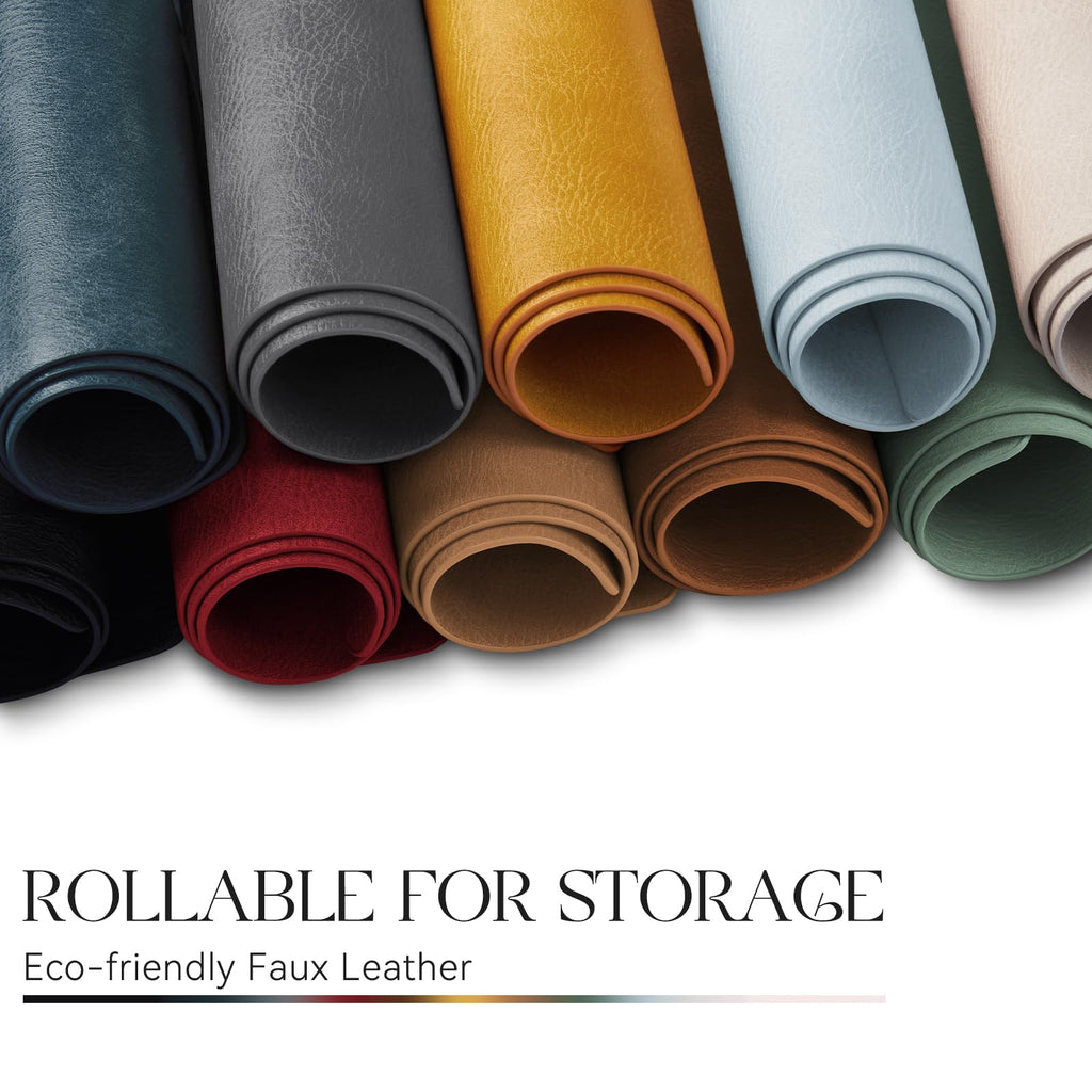 Vinyl Faux Leather Placemats, Set of 8, Beige