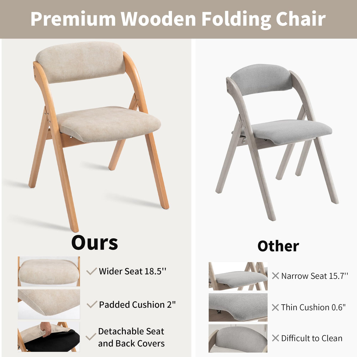Folding Chairs with Cushion Padded Foldable Chiars 4 Pack