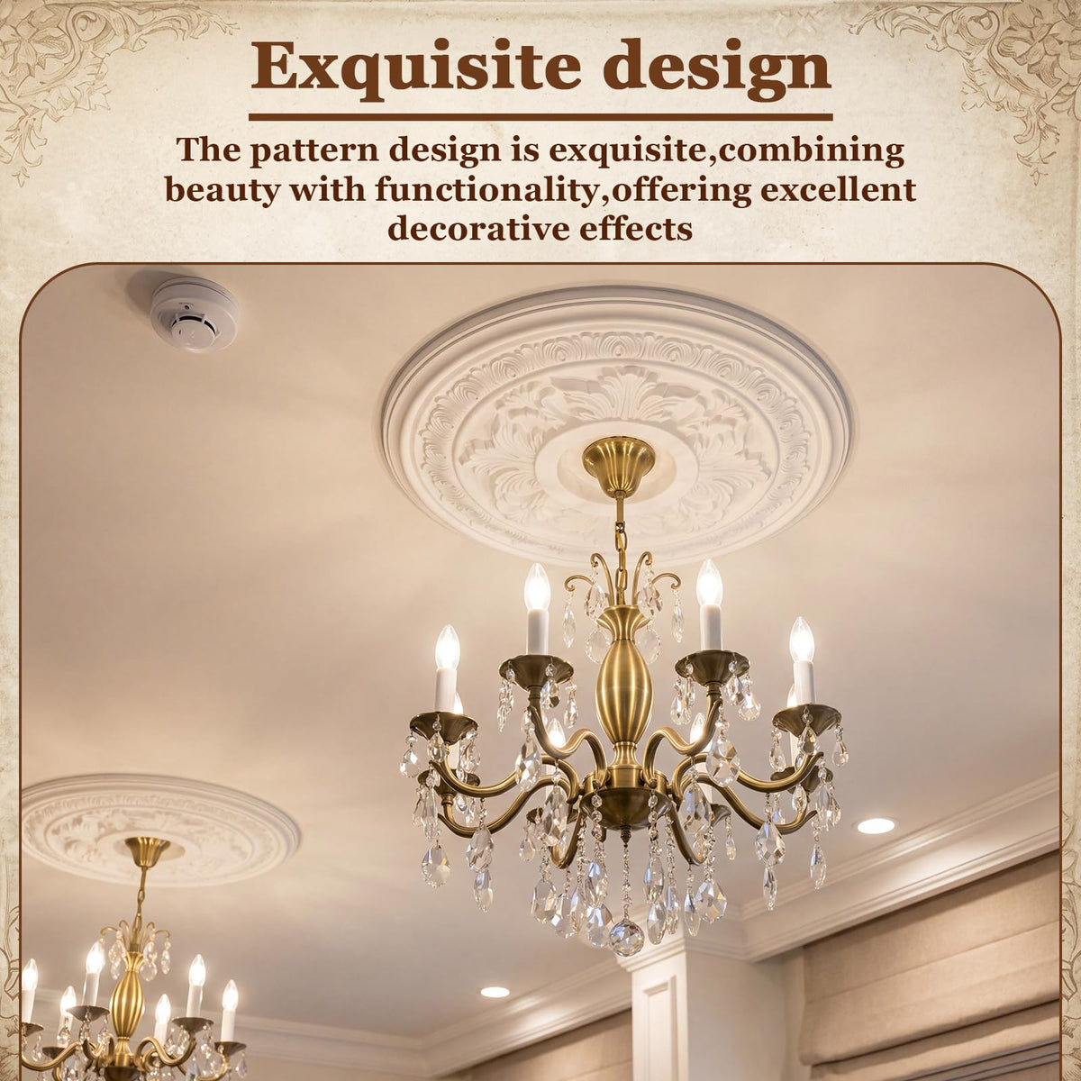 2 Pack 15" OD x 3.74" ID PU Chandelier Fan Ceiling Medallion
