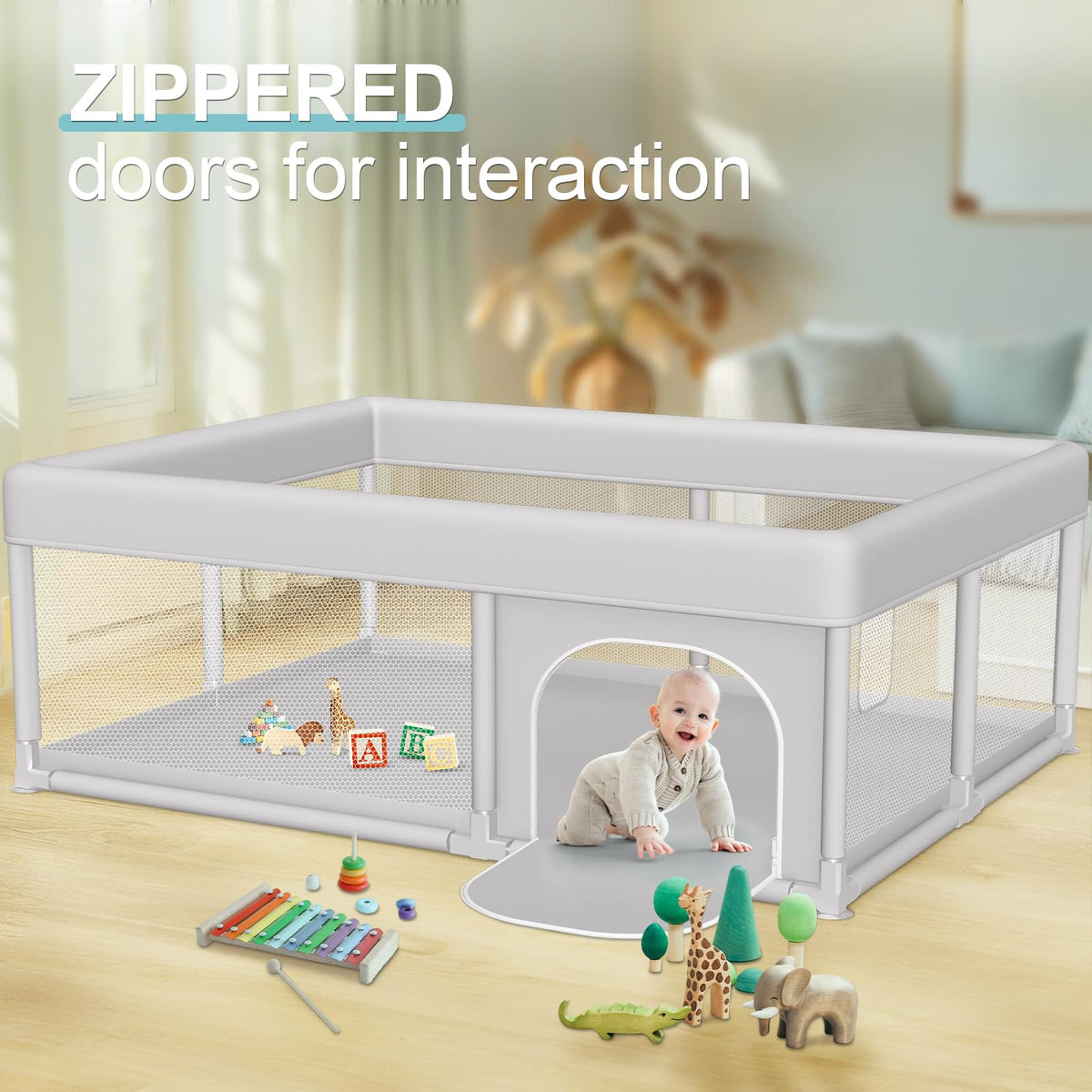 Large Baby Playpen 65x50 Inch, PlayPen for Babies and Toddlers