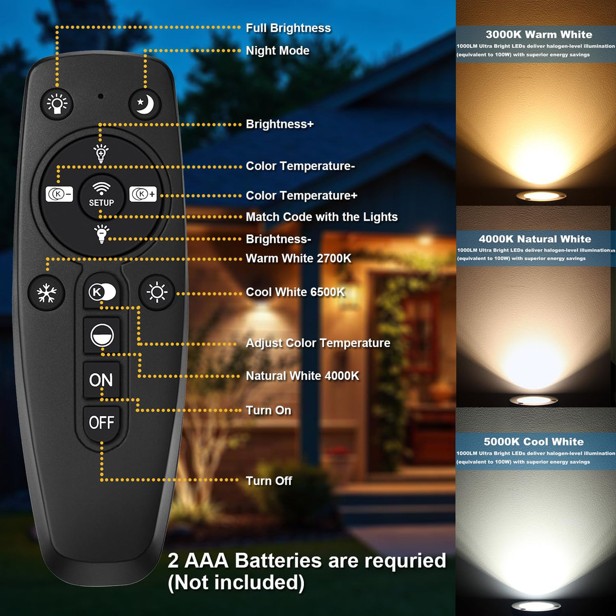 Dimmable Landscape Well Lights, Low Voltage Outdoor In-Ground Lighting IP67 Waterproof with Memory