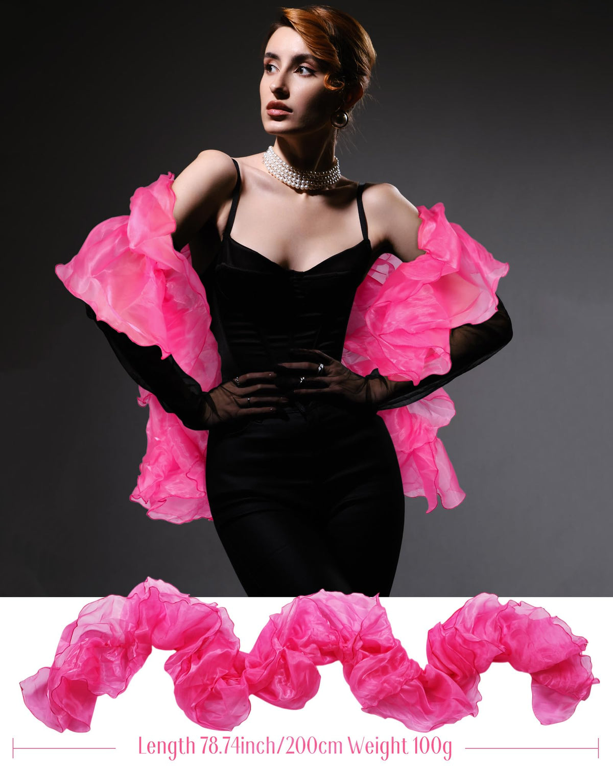 Chandelle Boa 100g 6.5ft Flapper Accessories Halloween Hot Pink