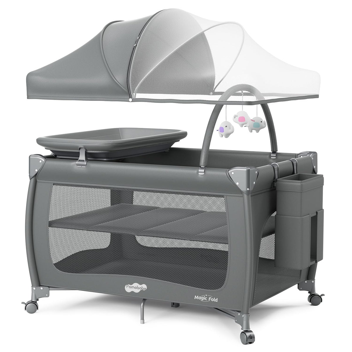Play Yard with Bassinet, One-Step Setup Portable Baby Playpen