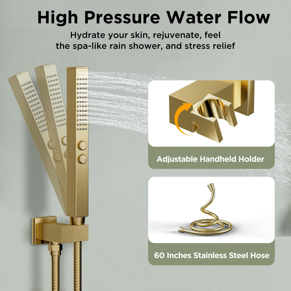 Shower System with 4 Body Spray Jets, 4 Way 12 + 6"Rainfall Shower Head with Handheld Combo, Ceiling Mounted Shower