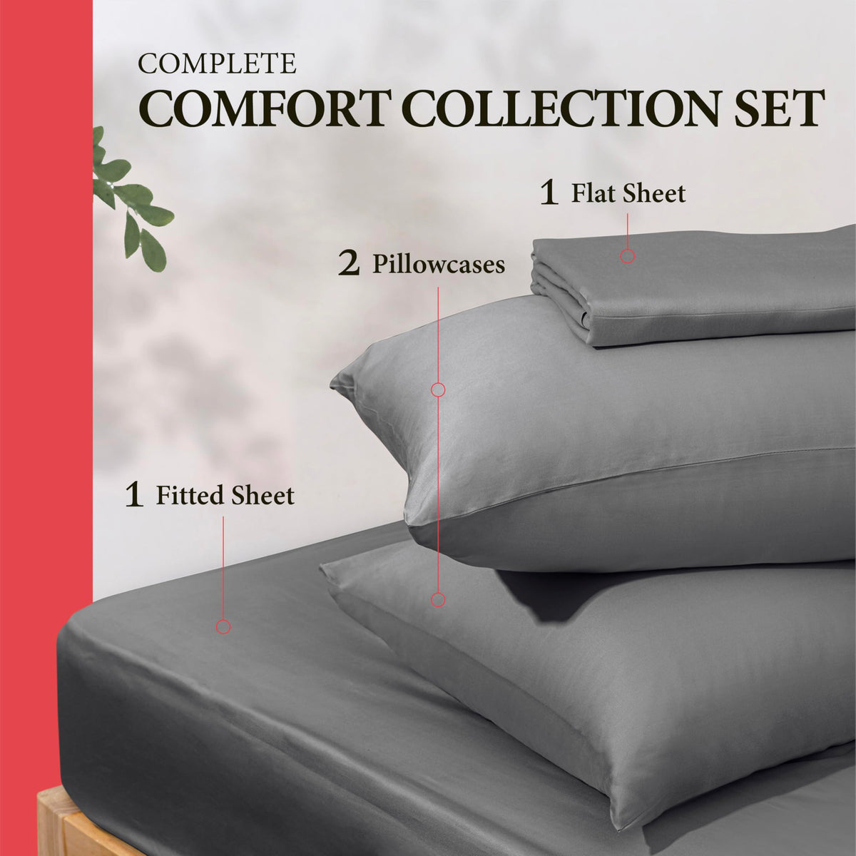 100% Egyptian Cotton Queen Size Sheet Set - 600 Series Refined Collection Sheets Set for Queen Size Bed (4 PC, Dark