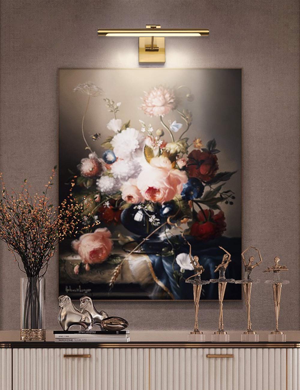 LED Picture Light Fixtures 16.54 Inches, Modern Metal Artwork Wall Lamps with Single Swing Arm, 7W (50W Eqv.)