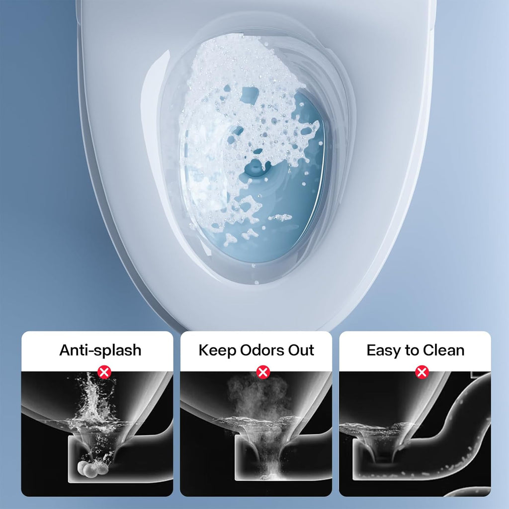 Smart Tankless Toilet with Built-In Bidet, Foam System, Foot Sensor Operation, Auto Open and Close Lid, Heated Seat, Multiple Wash Modes, Temperature Display