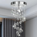 Modern Spiral Raindrop Crystal Flush Mount Chandelier for Hallways and Bedrooms
