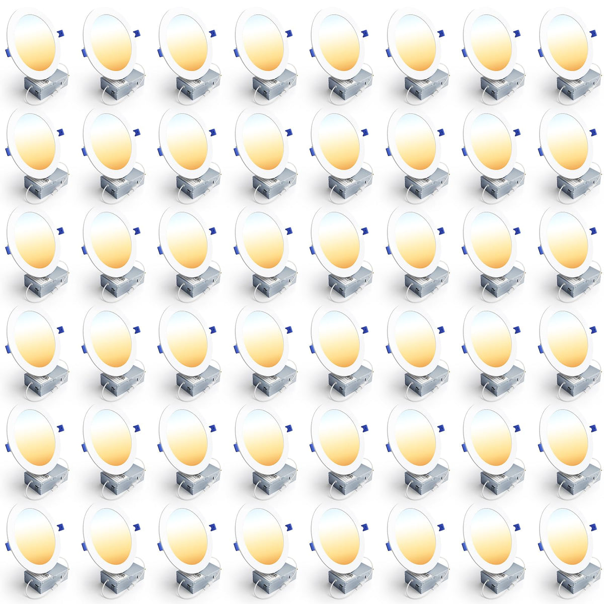 48 Pack 7 Inch LED Recessed Light, 5CCT Dimmable Canless Wafer