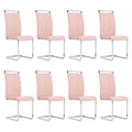 Modern Dining Chairs Set of 8, Side Dining Room Chairs, High Back Kitchen Chairs with Faux Leather Padded Seat Pink