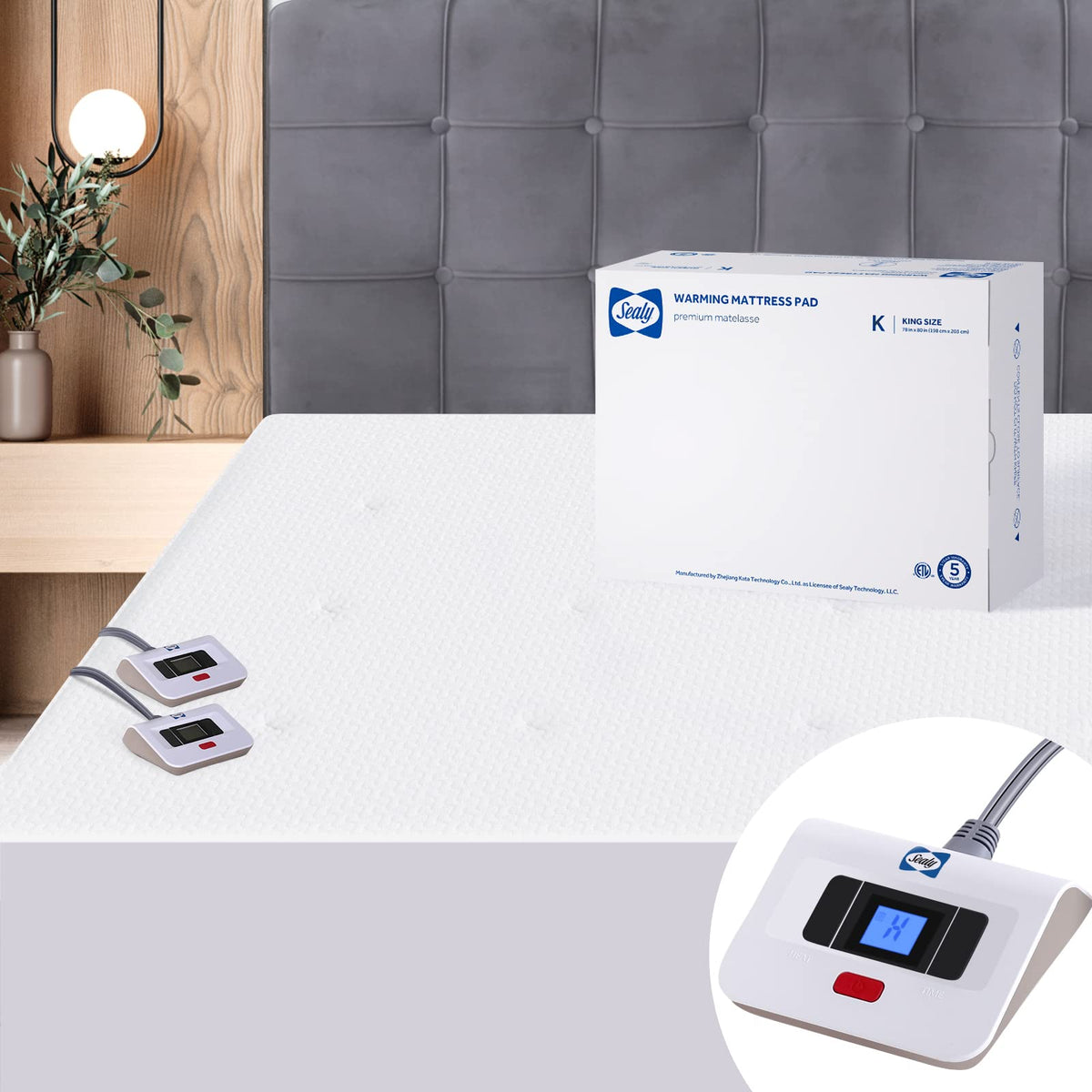 Heated Mattress Pad King Size Dual Controller Machine Washable 78×80"