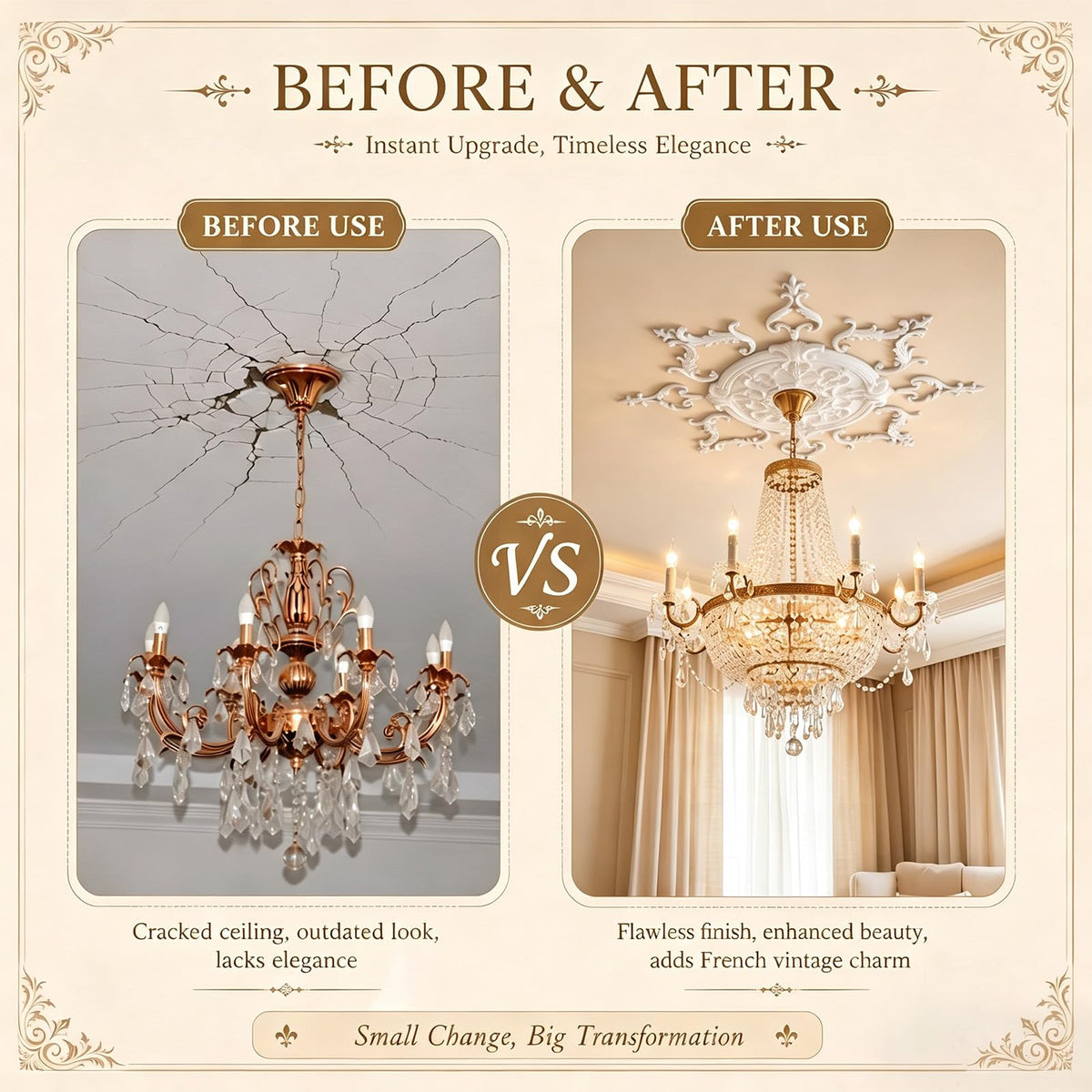 33.86 Inch Large Ceiling Medallion for Light Fixtures