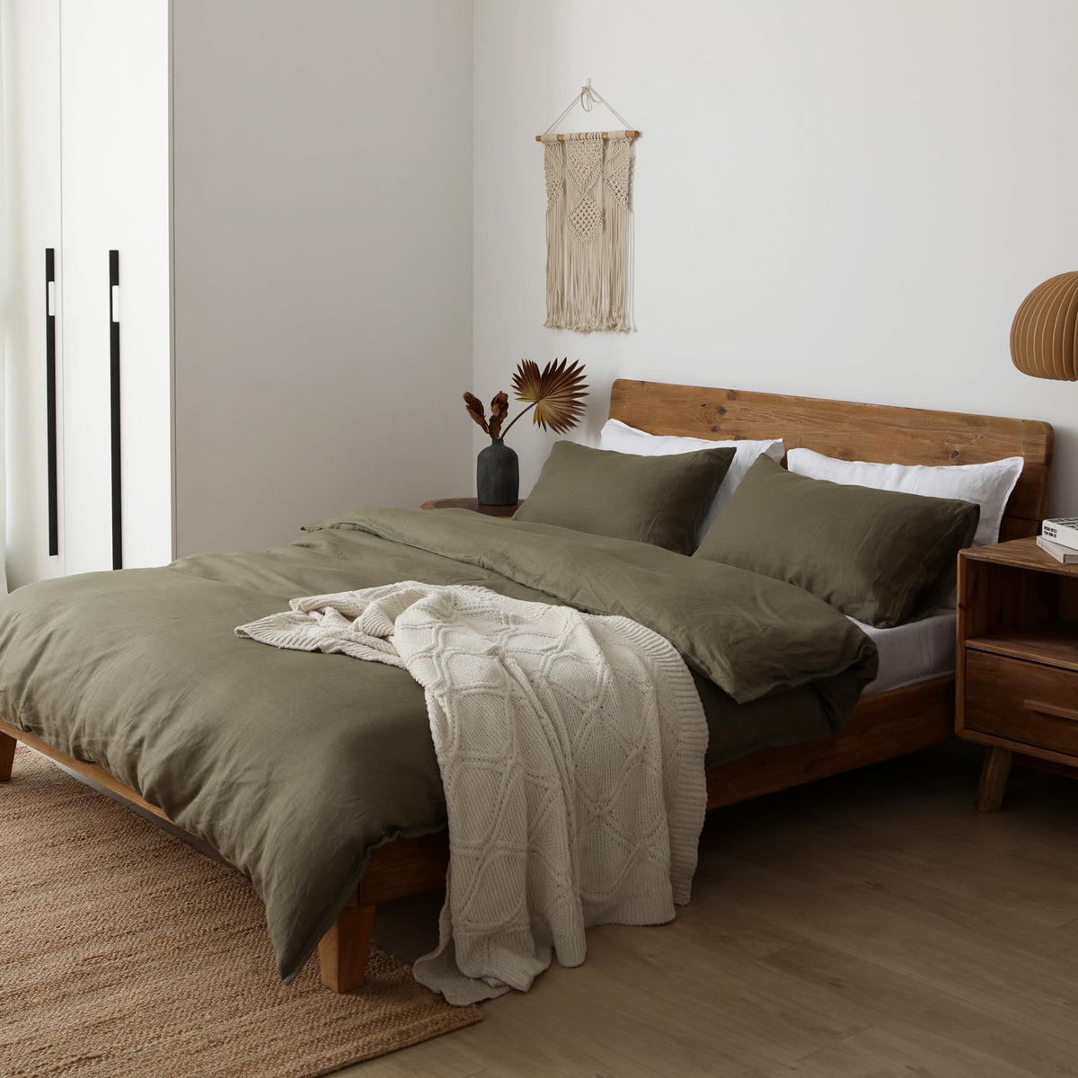 100% Washed French Flax Linen Duvet Cover Set - 3 Pieces, Cooling & Textured Farmhouse Bedding for Hot Sleepers, with