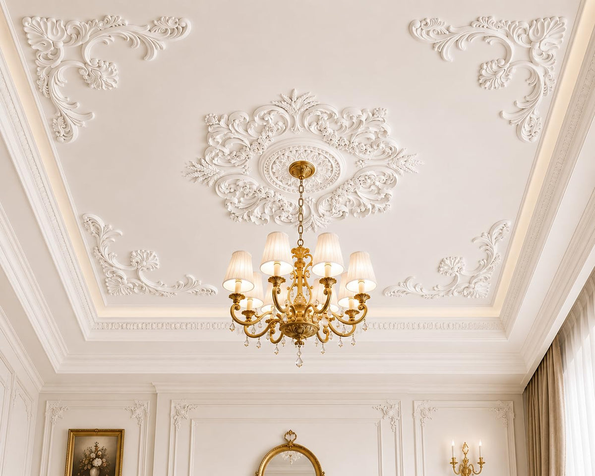 40 Inch Ceiling Medallion for Chandelier, 4-Piece Molding Kit