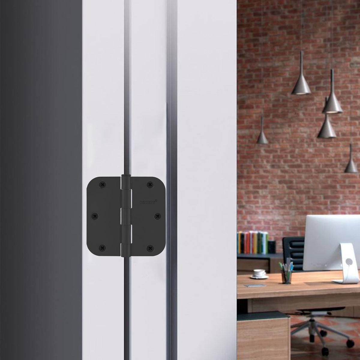 18 Pack Matte Black Door Hinges 3.5 Inch, 5/8" Radius Rounded, Standard Residential for Doors 3 1⁄2", Sturdy Hinges