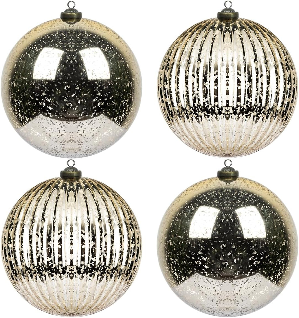 Christmas Ball Ornaments Champagne 6-Inch Set of 4 Extra Large Hanging Tree Ball Ornament Decorations Super Large