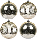 Christmas Ball Ornaments Champagne 6-Inch Set of 4 Extra Large Hanging Tree Ball Ornament Decorations Super Large