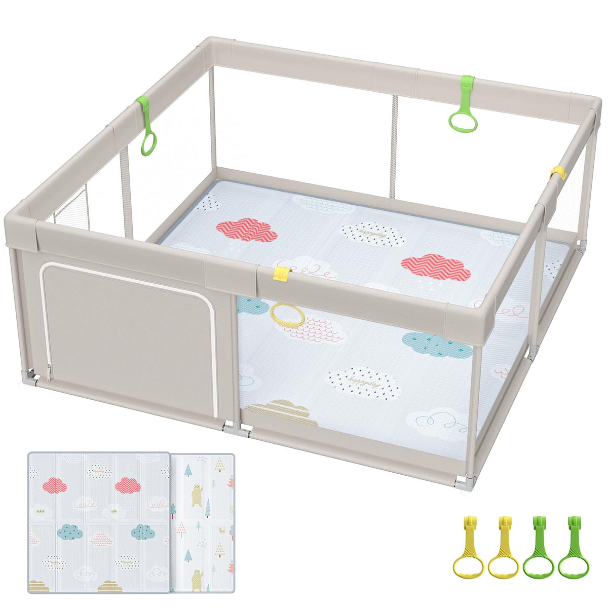 Baby Playpen with Mat, 71x59inch Extra Large Playpen for Toddlers