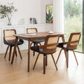 Set of 4 Kitchen & Dining Room Chairs - Swivel Dining Chairs with Cane Back, Walnut Bentwood Frame, Faux Leather