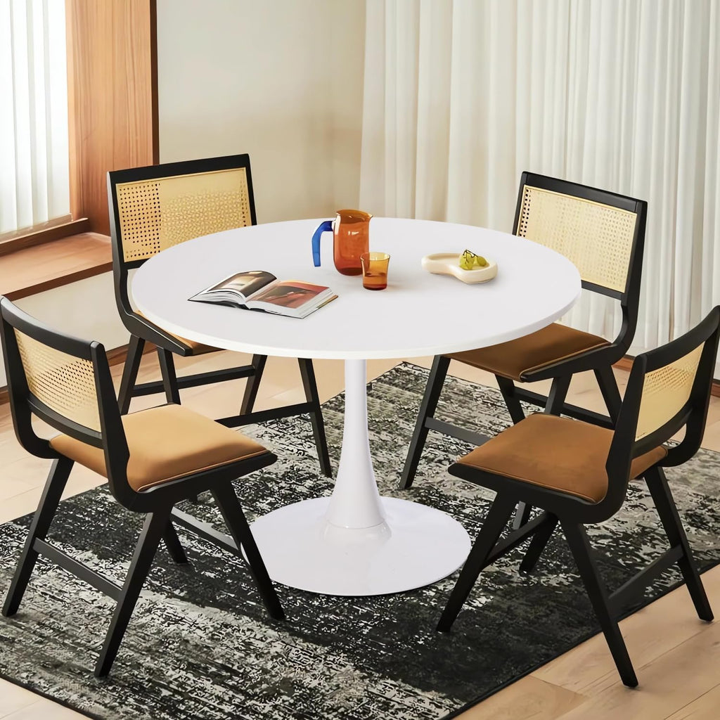 Inspired Saarinen Style Tulip Round Pedestal Dining Table — White, 31.5″ Round