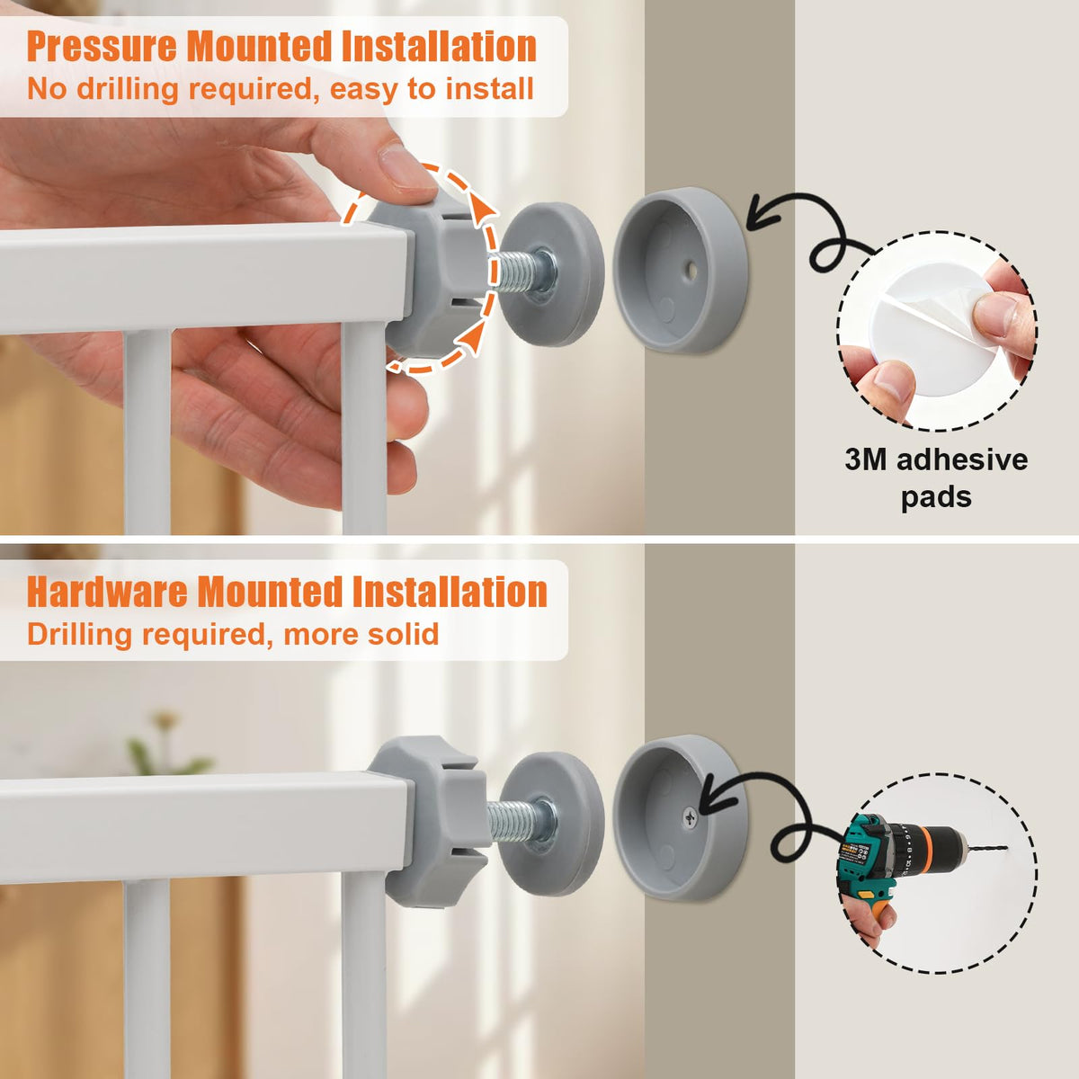 29"-42.5" Baby Gate for Stairs, Auto Close Safety Dog Gate
