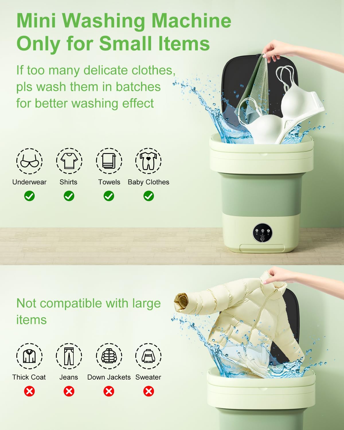 Portable Washing Machine, Mini Washer,16L Upgraded Large Capacity Foldable Washer.Deep Cleaning of Underwear, Baby
