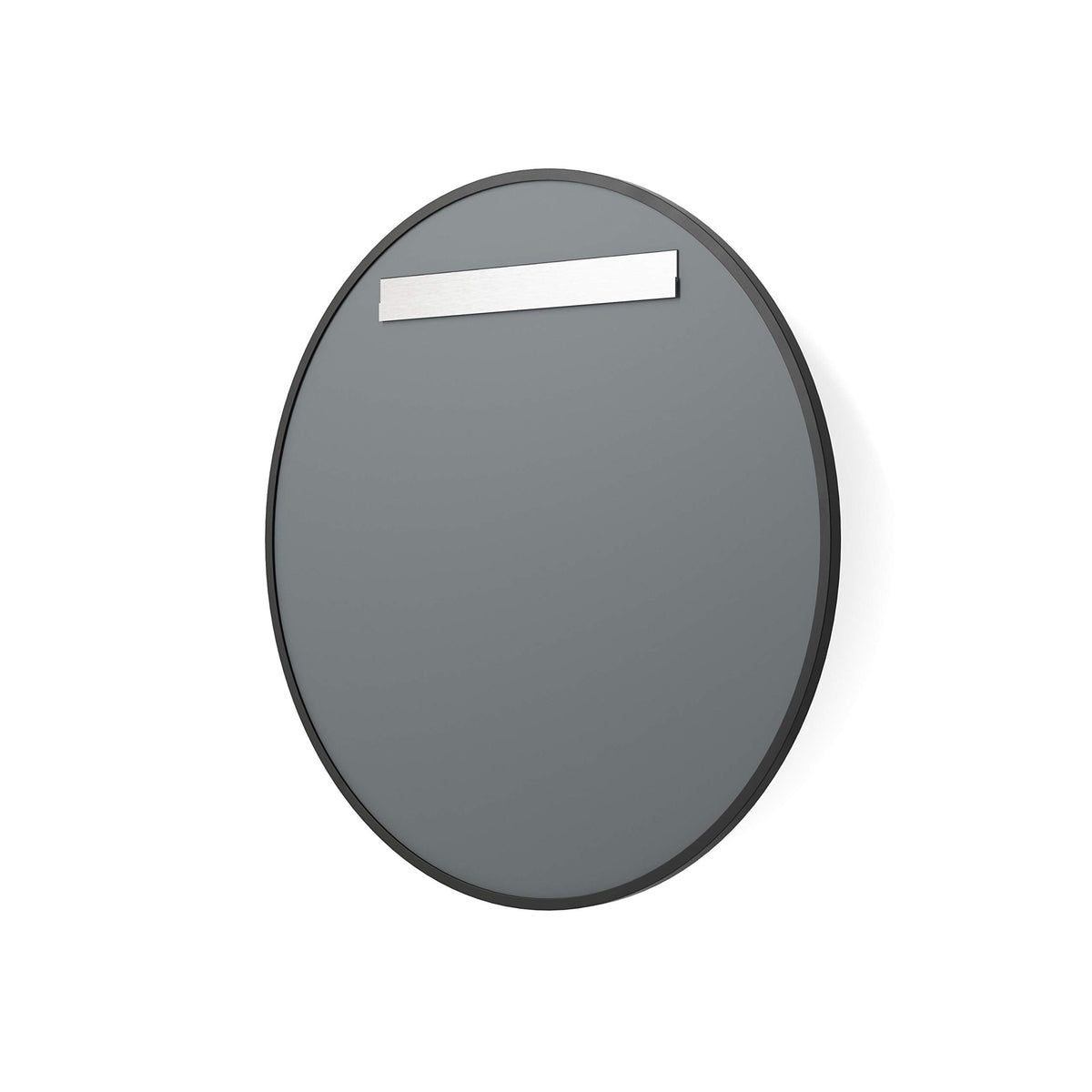 30" x 30" Black Rubber Framed Mirror | Round Bathroom Wall Mirror