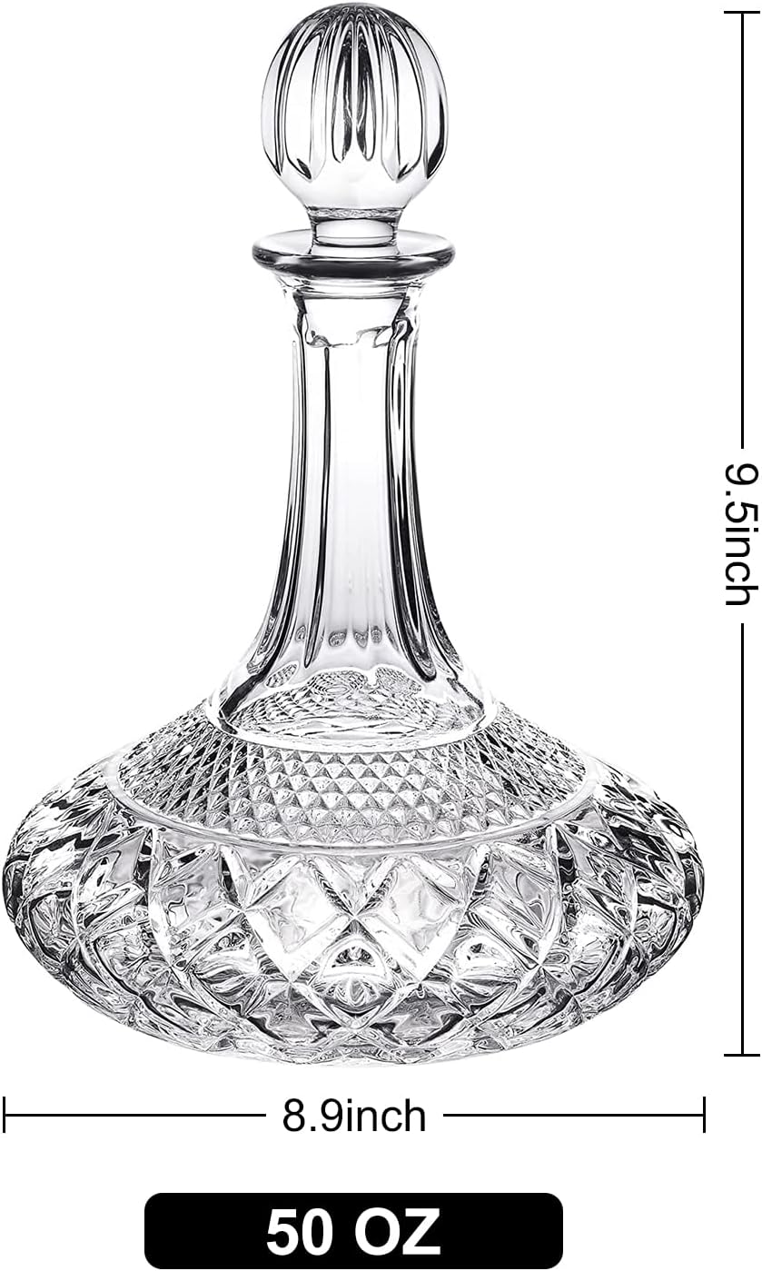 50oz Wine Decanter Crystal Bottle for Wine with Stopper- Top Red Wine Decanter Carafe Bottle with Luxury Box .Elegant