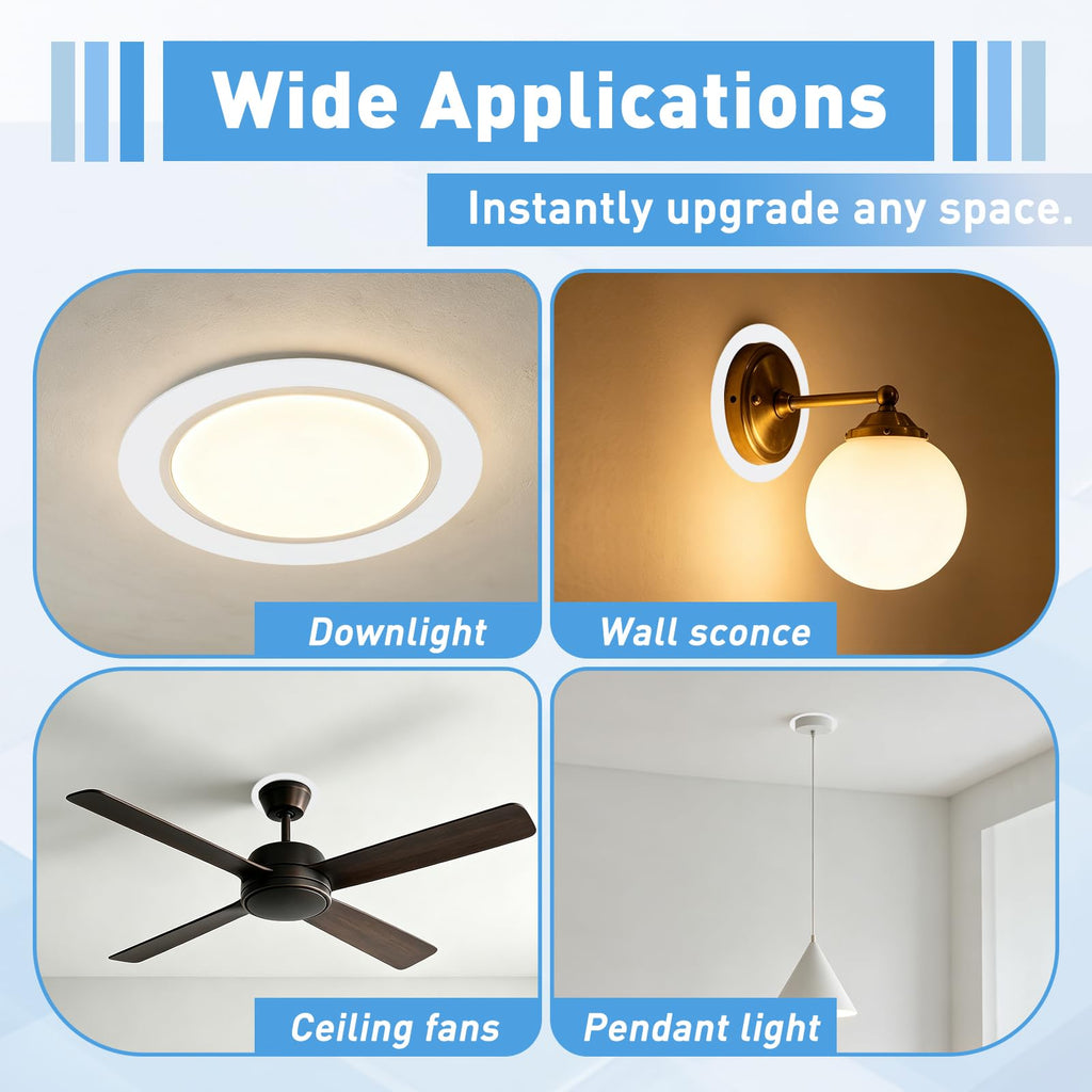 Ceiling Medallion 4.7" OD 3.39" ID Light Goof Ring 4Pcs White