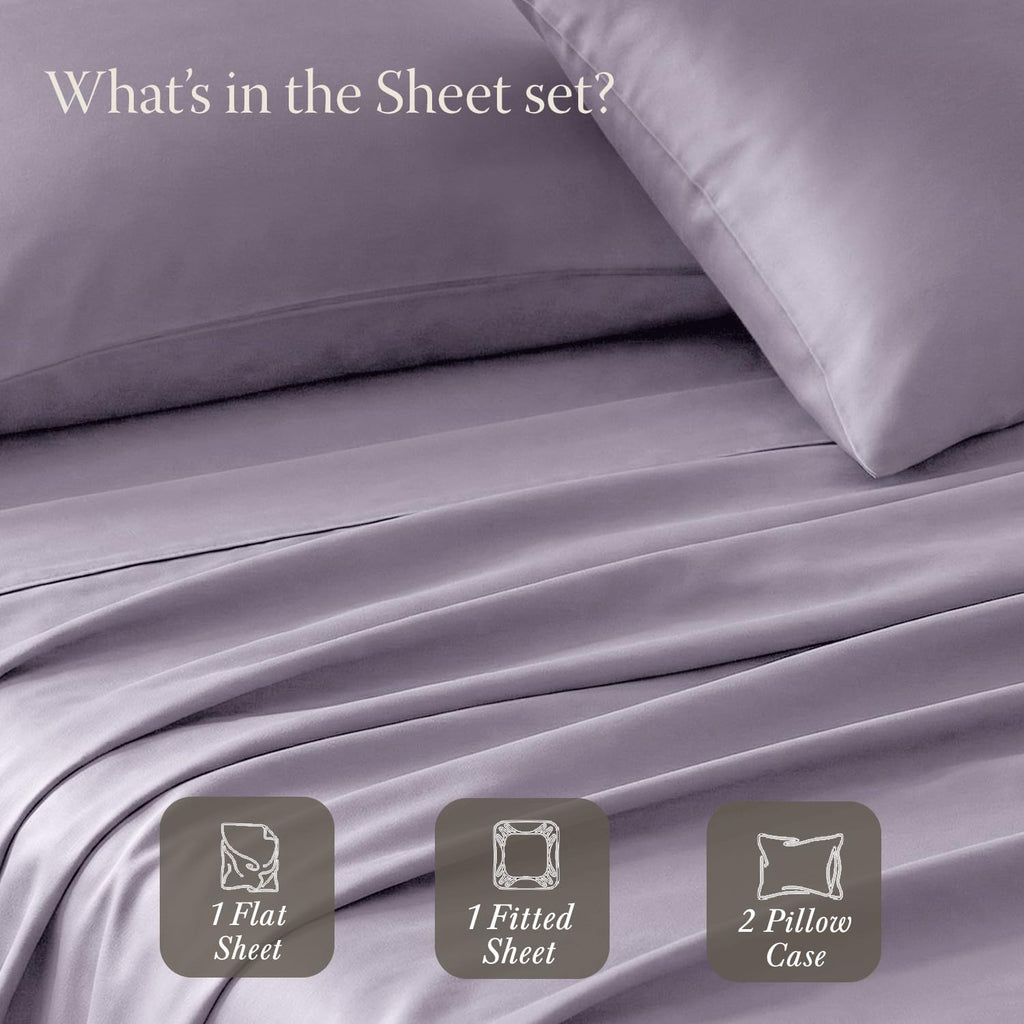 400 Thread Count Egyptian Cotton Full Sheet Set, Sateen, Lilac
