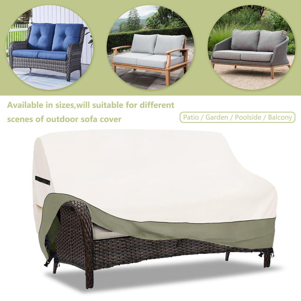 2-Seater Patio Sofa Cover, 58 W x 32.5 D x 31 H Inches Outdoor Couch Cover, 600D Heavy Duty Waterproof Outdoor Sofa