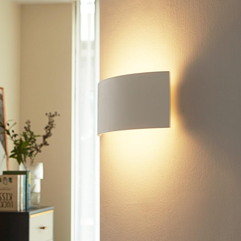 13.8" Paintable Plaster Wall Sconce Light, White Up Down Wall Sconce Wall Light Fixture, Modern Indoor Wall Lighting