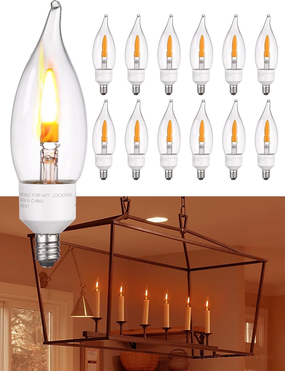 Flame Light Bulbs E12 LED Flickering Fire Bulbs 1800K