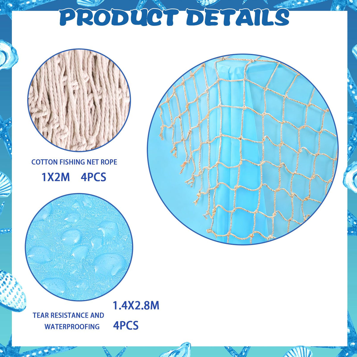 8 Pcs Fish Net Decorative and Tablecloth Set
