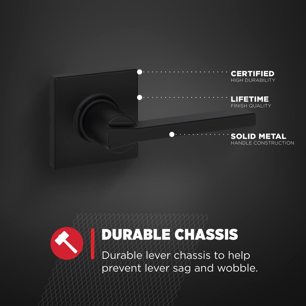 Casey Interior Passage Door Handle 10 Pack, Lever for Closet and Hallway Doors, Reversible Non-Locking Handle Lever