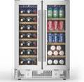 Wine and Beverage Refrigerator, 24 Inch Dual Zone Wine Cooler with Glass Door&Lock, Built