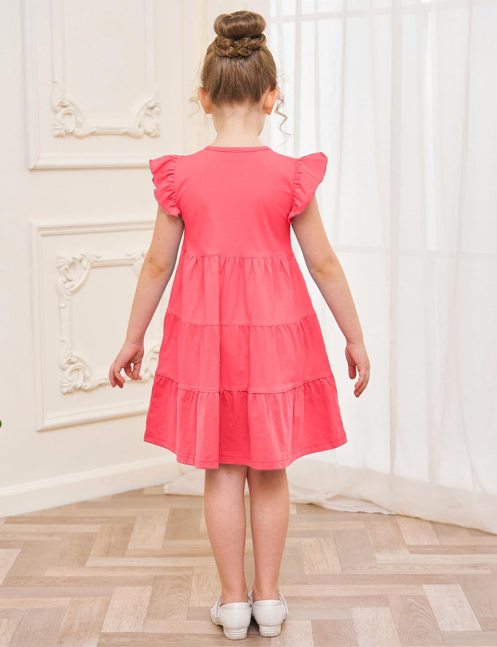 Baby Toddler Girls' Dresses Summer Spring Cotton Pocket Ruffle Crew Neck Sleeveless Tiered Swing Twirly Casual