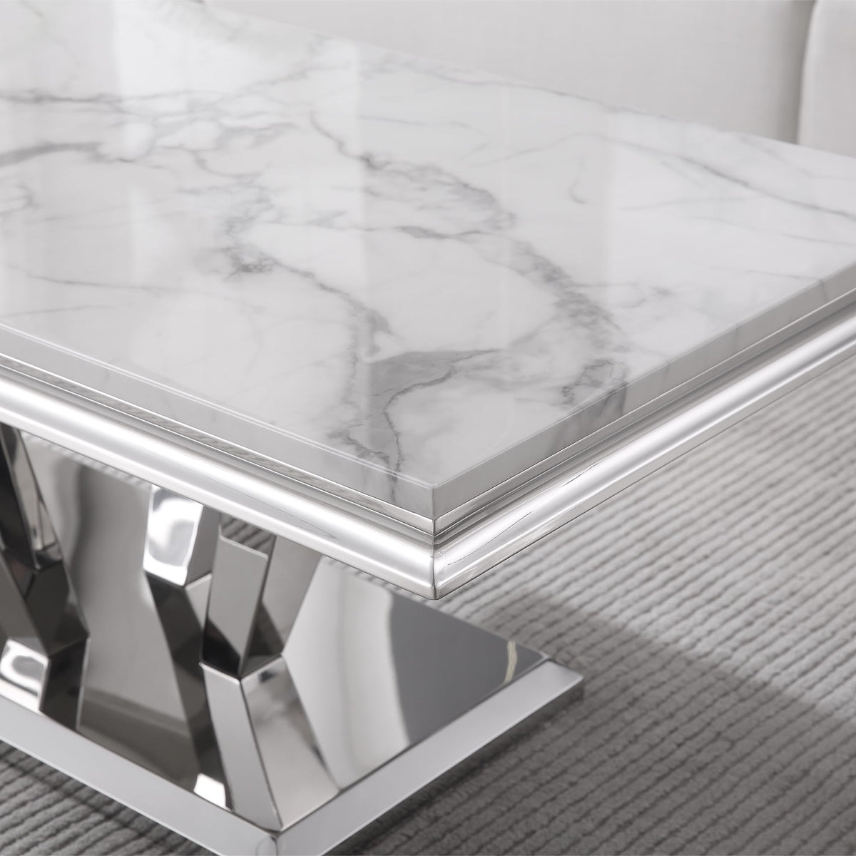 Modern 4 Piece Living Room Table Set, Includes 1 Coffee Table& 2 End Tables &1 Console Table, Luxury Faux Marble
