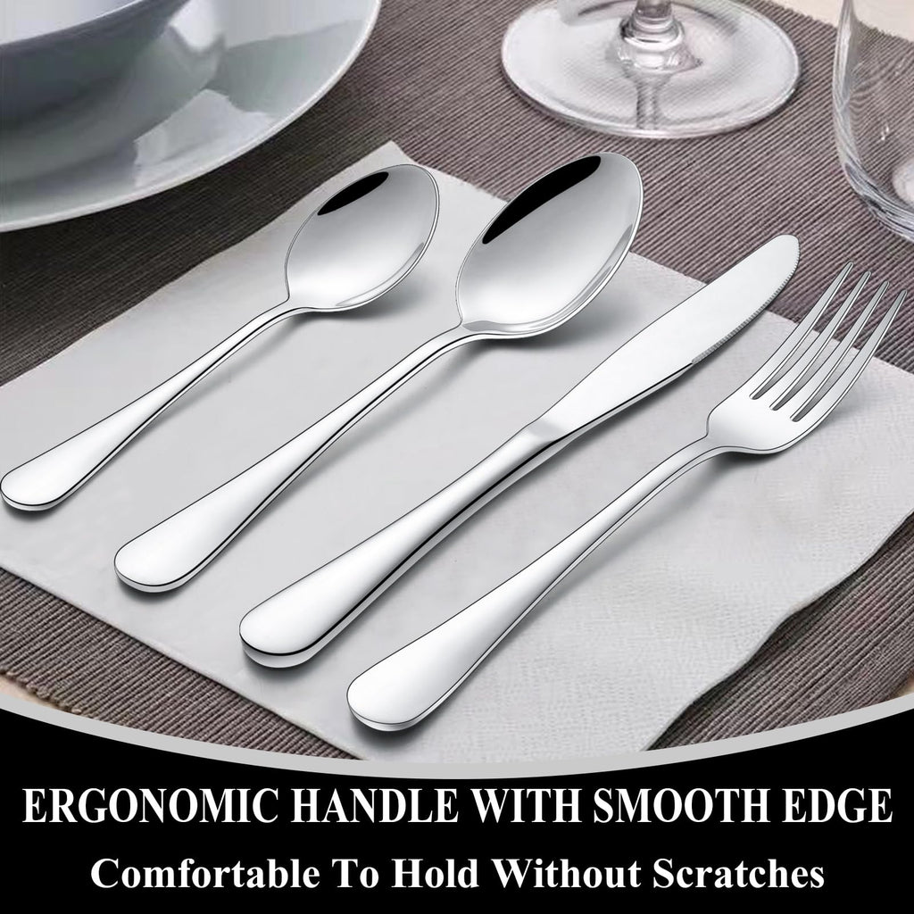 40-Piece Silverware Set, Stainless Steel Flatware Set Service for 8, Include Knife/Fork/Spoon, Mirror Polished