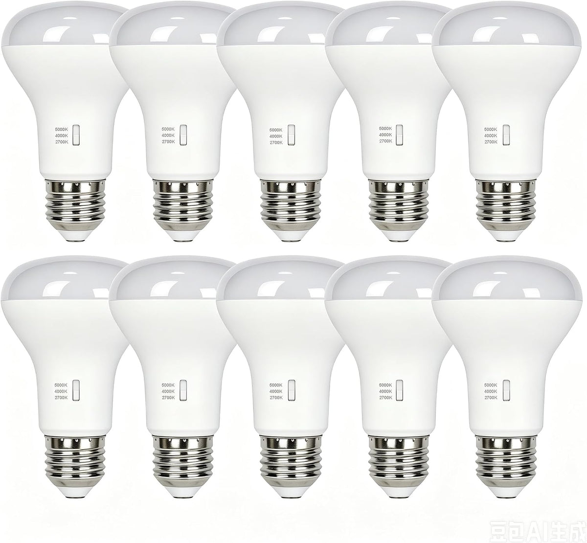 10 Pack 3CCT BR20 LED Bulb, Warm White 2700K LED Dimmable 4000K 5000K BR20 50 Watt 60W Replacement 8W Floodlight LED
