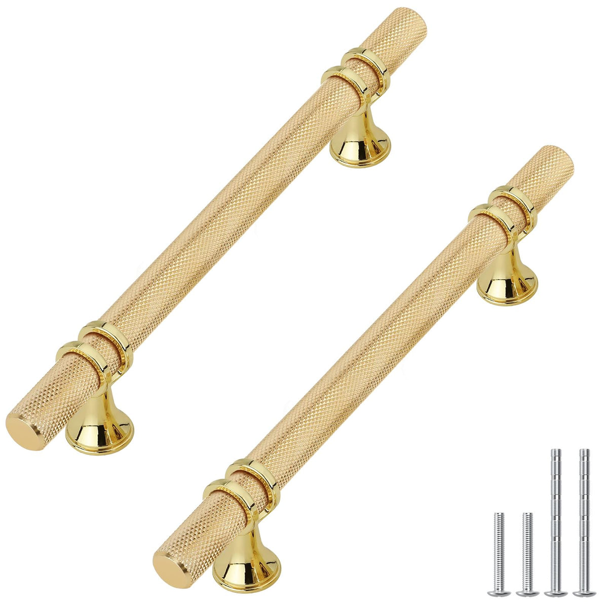 10Pack 5 Inch Knurled and Gold Cabinet Pulls