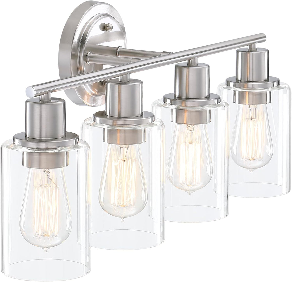 Brushed Nickel 4-Light Bathroom Light Fixture Over Mirror Sink, 4-Light Bathroom Vanity Lights Brushed Nickel Vanity